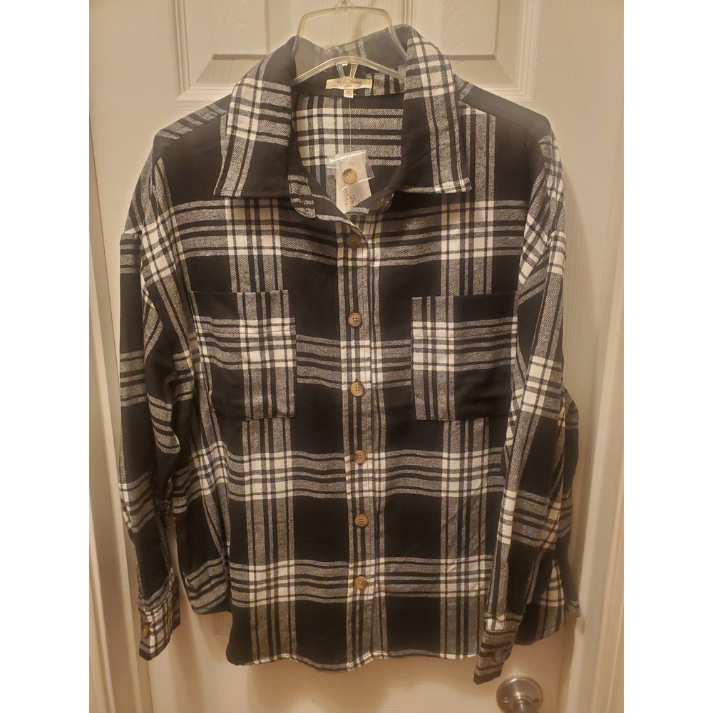 No Comment Plus Sz 1X Flannel Shirt Long Slv‎ Button Up plaid NWT fall classic